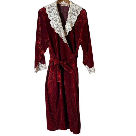Vintage Victorias Secret Red Velvet Robe Sz P/S Whimsigoth Regency Victorian